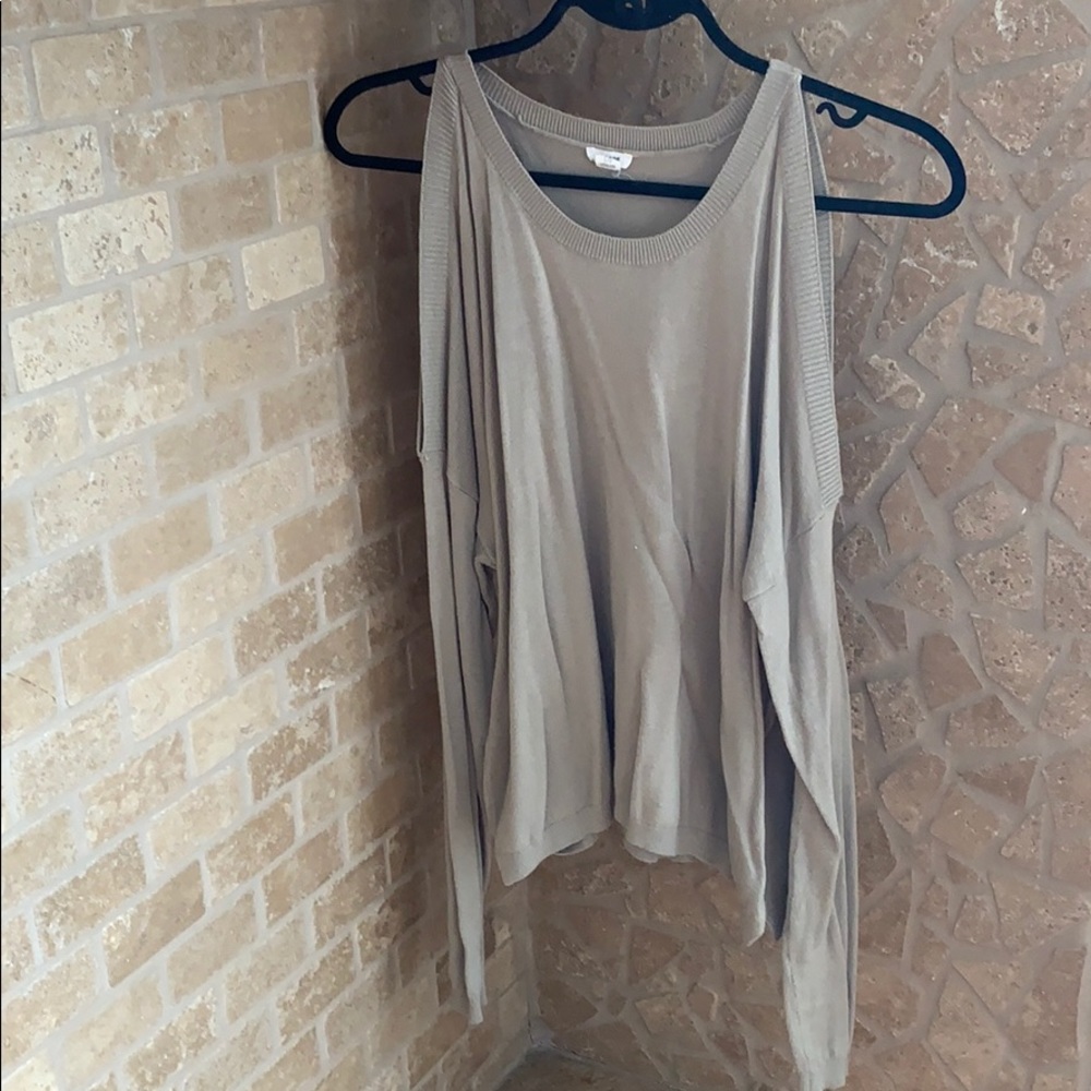 Light Olive Green Cold-Shoulder Sweater